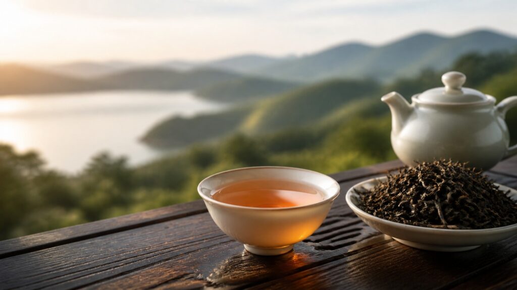 紅玉紅茶台茶18號的金紅茶湯與條形茶葉